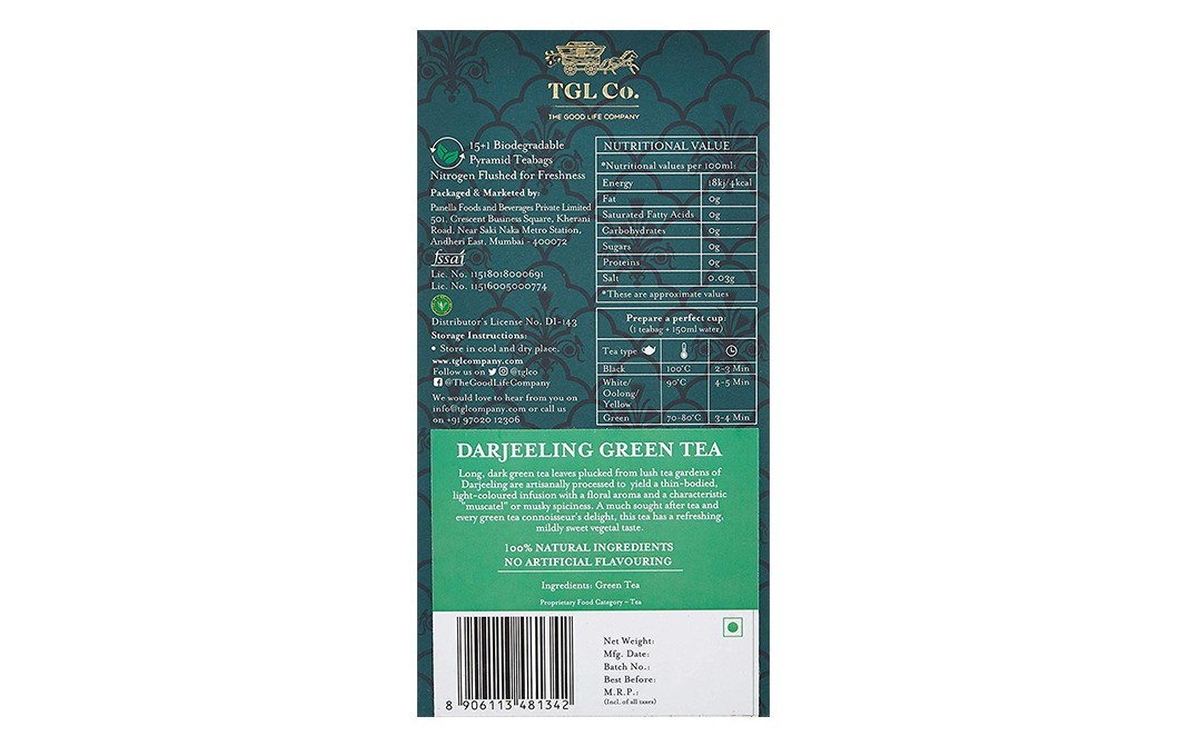 TGL Co. Green Tea    Pack  16 pcs